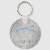 Blue Dragonfly Damask Schlüsselanhänger (Rückseite)