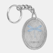 Blue Dragonfly Damask Schlüsselanhänger (Vorderseite links)