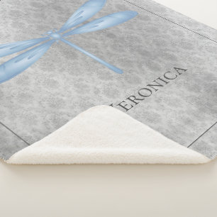 Blue Dragonfly Damask Sherpadecke
