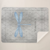Blue Dragonfly Damask Sherpadecke (Vorderseite (Horizontal))