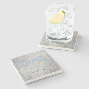 Blue Dragonfly Damask Steinuntersetzer