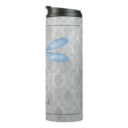 Blue Dragonfly Damask Thermosbecher (Nach rechts gedreht)