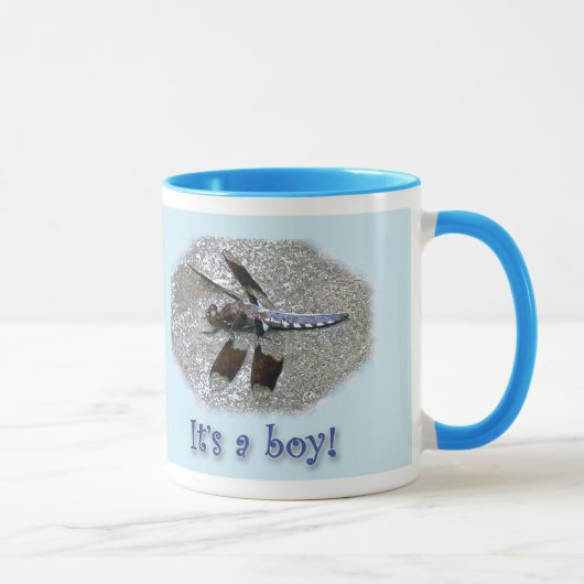 Blue Dragonfly Es ist ein Junge! Neue Baby-Tasse Tasse (Rechts)