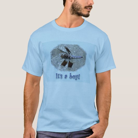 Blue Dragonfly Es ist ein Junge! T-Shirt (Vorderseite)