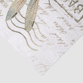 Blue Dragonfly Französisches Script Postmark Decou Seidenpapier (Detail)