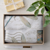 Blue Dragonfly Französisches Script Postmark Decou Seidenpapier (Geschenk)