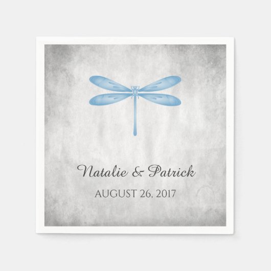 Blue Dragonfly Hochzeitspapier Napkins Serviette (Vorderseite)