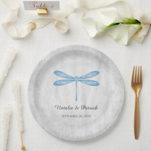 Blue Dragonfly Hochzeitspapier-Teller Pappteller