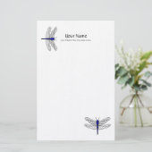 Blue Dragonfly Linen Stationery Briefpapier (Stehend Vorderseite)