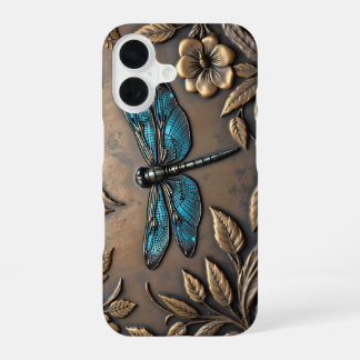 BLUE DRAGONFLY METAL DESIGN iPhone 16 HÜLLE