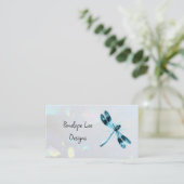 Blue Dragonfly Minimalistisch Classy White Opal Visitenkarte (Stehend Vorderseite)