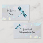Blue Dragonfly Minimalistisch Classy White Opal Visitenkarte (Vorne/Hinten)