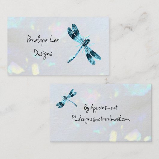 Blue Dragonfly Minimalistisch Classy White Opal Visitenkarte (Vorne/Hinten)