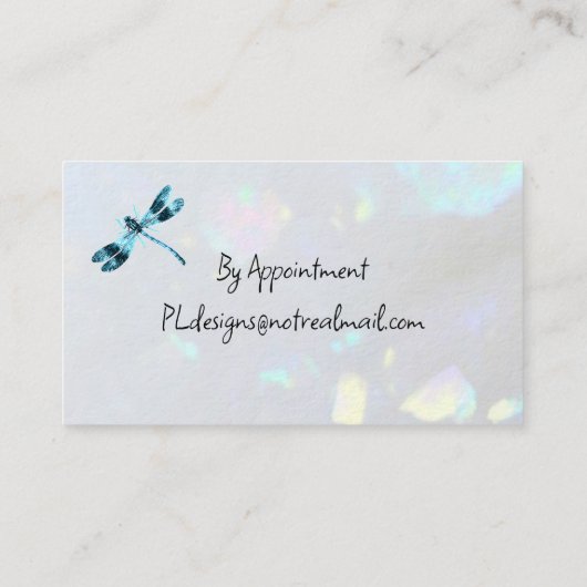 Blue Dragonfly Minimalistisch Classy White Opal Visitenkarte (Rückseite)
