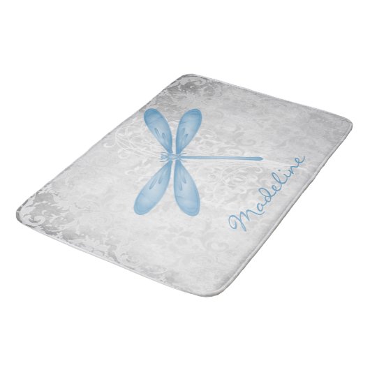 Blue Dragonfly Personalisiert Bath Mat Badematte (Schrägansicht)