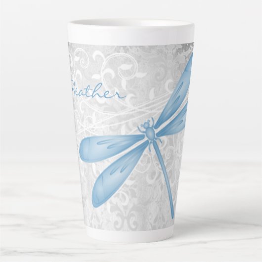 Blue Dragonfly Personalisiert Latte Tasse (Vorderseite)