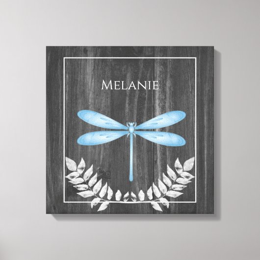 Blue Dragonfly Rustic Canvas Print Leinwanddruck (Vorderseite)
