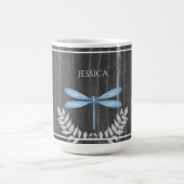 Blue Dragonfly Rustikale Personalisierte Kaffee Ta Kaffeetasse (Mittel)