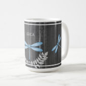 Blue Dragonfly Rustikale Personalisierte Kaffee Ta Kaffeetasse (VorderseiteRechts)