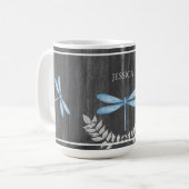 Blue Dragonfly Rustikale Personalisierte Kaffee Ta Kaffeetasse (Vorderseite Links)