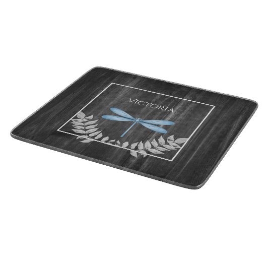 Blue Dragonfly Rustikales Personalisiertes Schneid Schneidebrett (Ecke)