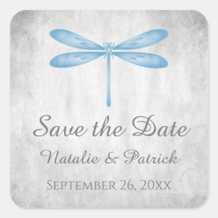 Blue Dragonfly Save the Date Stickers