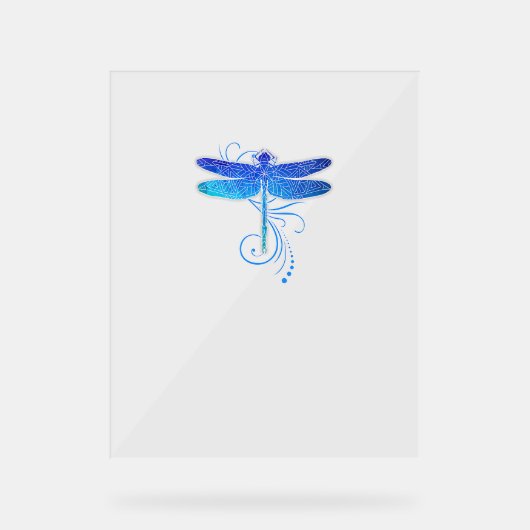 Blue Dragonfly Shirt Wasserfarben Acrylschild (Vorderseite)