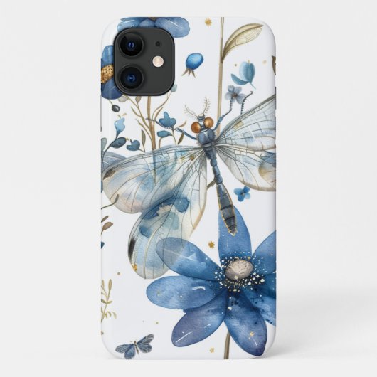 Blue Dragonfly und Blume iPhone Cell Phoe Case (Rückseite)