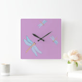 Blue Dragonfly Wall Clock Quadratische Wanduhr (Zuhause)