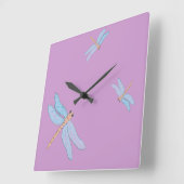 Blue Dragonfly Wall Clock Quadratische Wanduhr (Winkel)