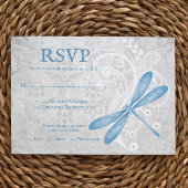 Blue Dragonfly Wedding RSVP Card