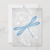 Blue Dragonfly Wedding RSVP Card Karte (Rückseite)
