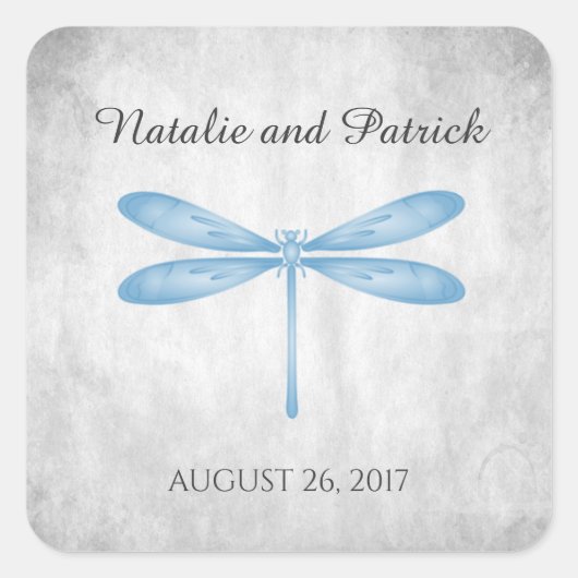 Blue Dragonfly Wedding Stickers (Vorderseite)
