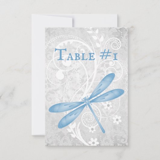 Blue Dragonfly Wedding Table Card Einladung (Vorderseite)