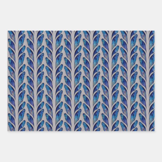 Blue Dragonfly Wings Wrapping Paper Flat Set 3 Geschenkpapier Set (Vorderseite 3)