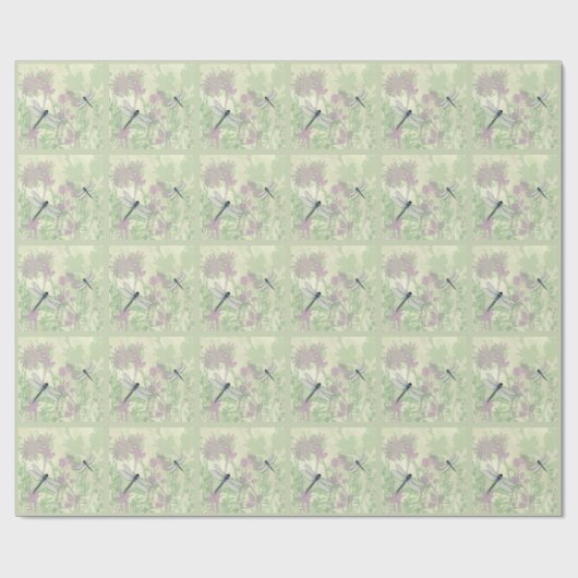 Blue Dragonfly Wrapping Paper Geschenkpapier (Flach)