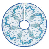 Blue Dragons Chinoiserie Ginger Jar Jars Brush Polyester Weihnachtsbaumdecke (Vorderseite)