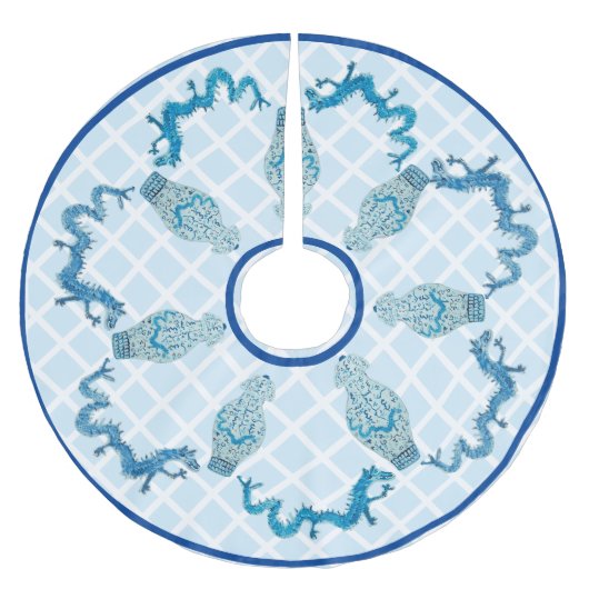 Blue Dragons Chinoiserie Ginger Jar Jars Polyester Weihnachtsbaumdecke (Vorderseite)