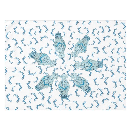 Blue Dragons Chinoiserie Ginger Jar Jars Tablecl Tischdecke (Vorderseite (Horizontal))