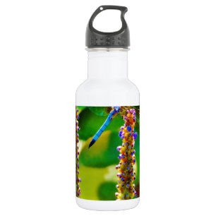 Blue Draquelly and Flowers Edelstahlflasche