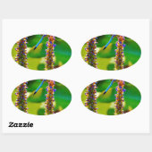 Blue Draquelly and Flowers Ovaler Aufkleber (Blatt)