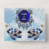 Blue Dream Catcher All in One Wedite Einladung (Rückseite)