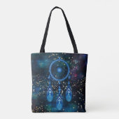 Blue Dreamcatcher Celestial Gold Stars Tasche (Rückseite)