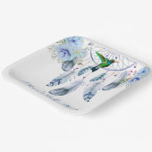 Blue Dreamcatcher Hummingbird Boy Baby Dusche Pappteller (Gewinkelt)