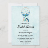 Blue Dreamcatcher mit Blume & Feathers Bridal Einladung (Vorderseite)