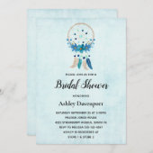 Blue Dreamcatcher mit Blume & Feathers Bridal Einladung (Vorne/Hinten)