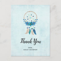 Blue Dreamcatcher mit Feathers Boho Vielen Dank