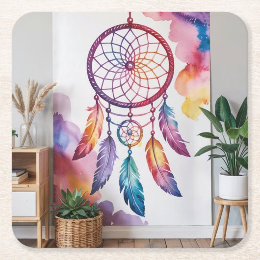 Blue Dreamcatcher Square Untersetzer Set (Vorderseite)