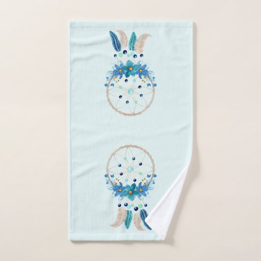 Blue Dreamcatcher Stylish Boho Design Badhandtuch Set (Handtuch)