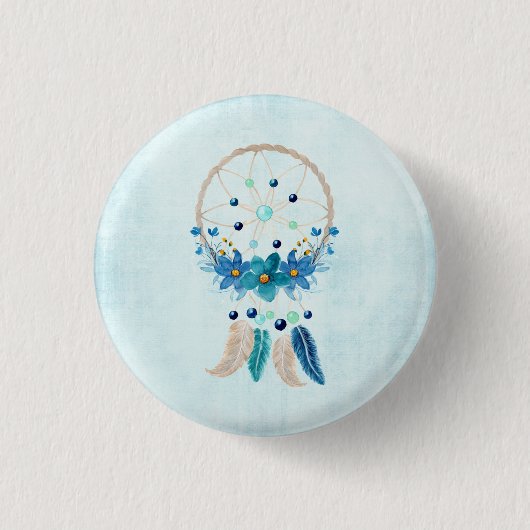 Blue Dreamcatcher Stylish Boho Design Button (Vorderseite)